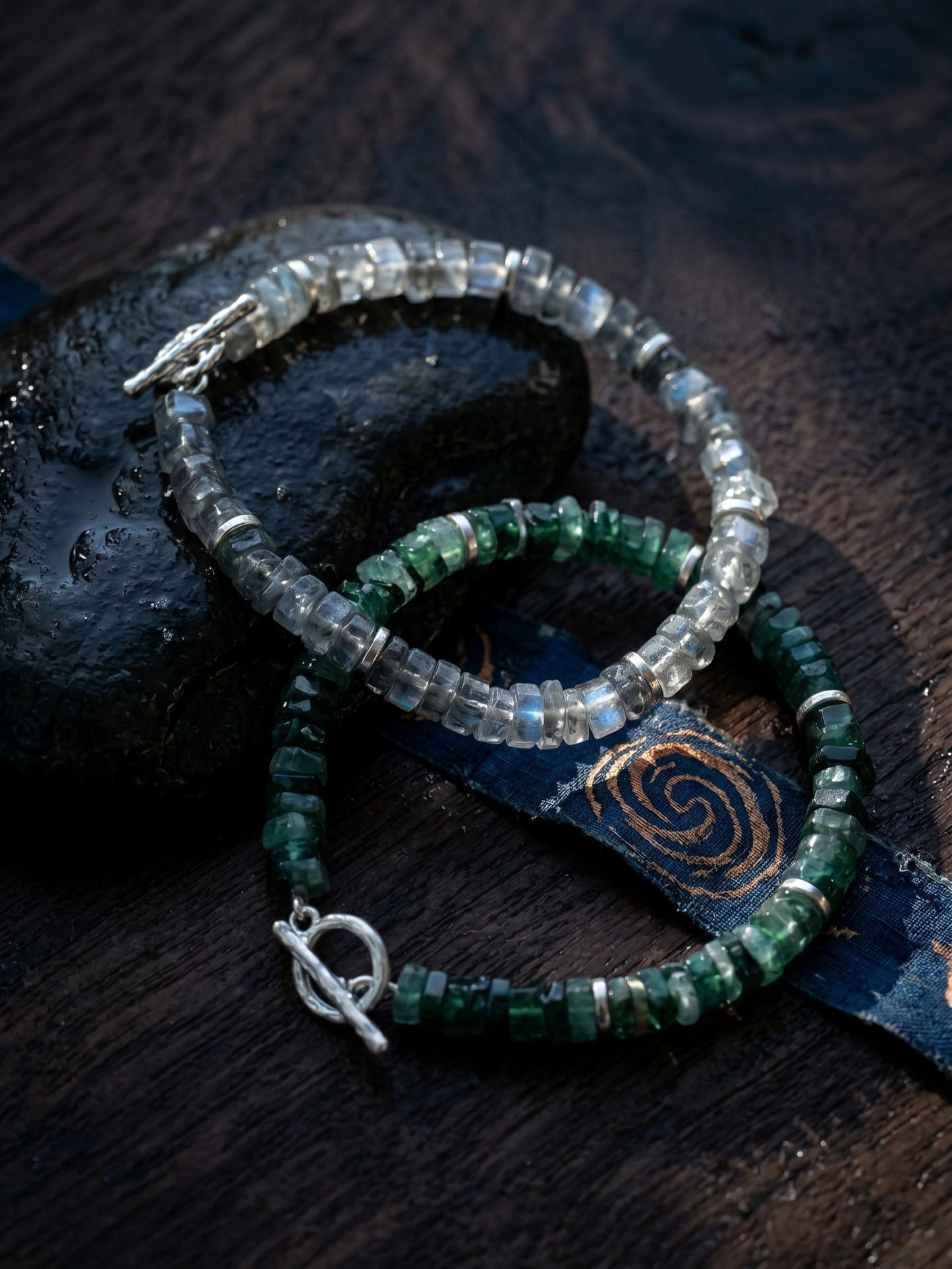 Frozen Tides - Moonstone Gray & Emerald